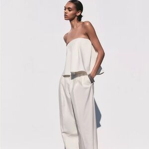 Zara Off-White Strapless Blouse